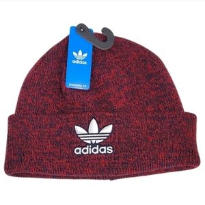 Adidas Marled Red Black Beanie with Trefoil Logo